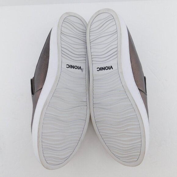 VIONIC Metallic Shimmer Leather Flat Mule Slip-on Sneakers 10 - Picture 5 of 7